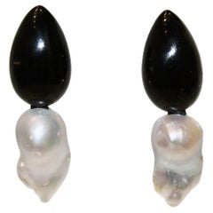 Monies Unique In Ebony And Pearls Earrings 
