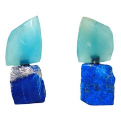 Monies Einzigartige Ohrringe mit Lapislazuli und blauem Topas