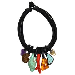 Monies Unique Leather Semi Precious Choker