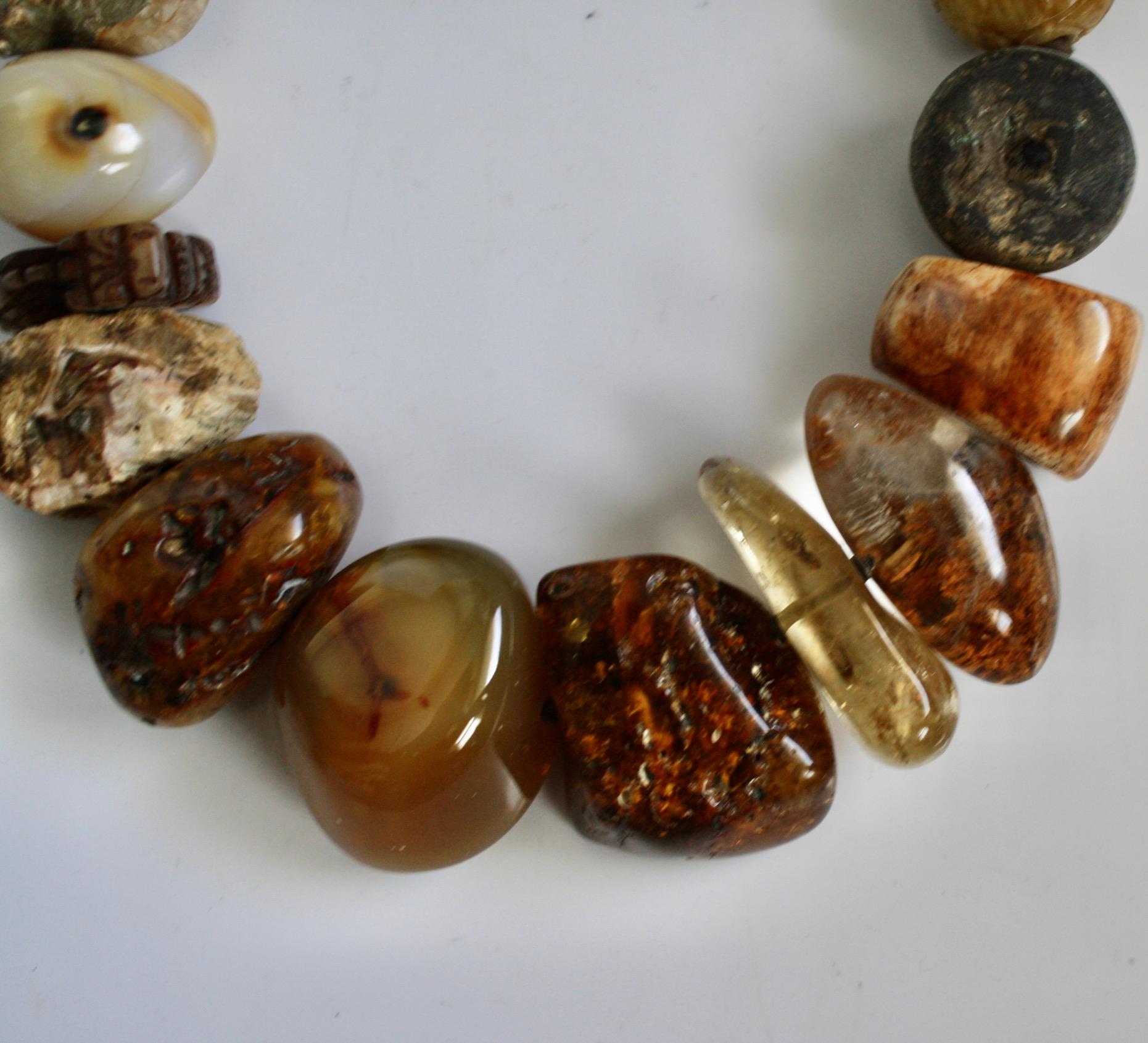 Monies Unique Mountain Crystal, Amber, Sardar Quartz, Lava and Jade Choker 1