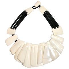 Monies White Bone and Leather Choker