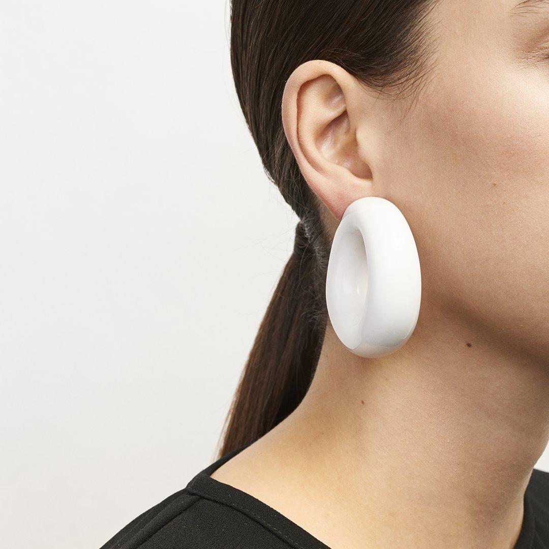 Women's or Men's Monies White Polyester Loop Earrings