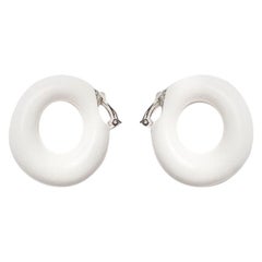 Monies White Polyester Loop Earrings