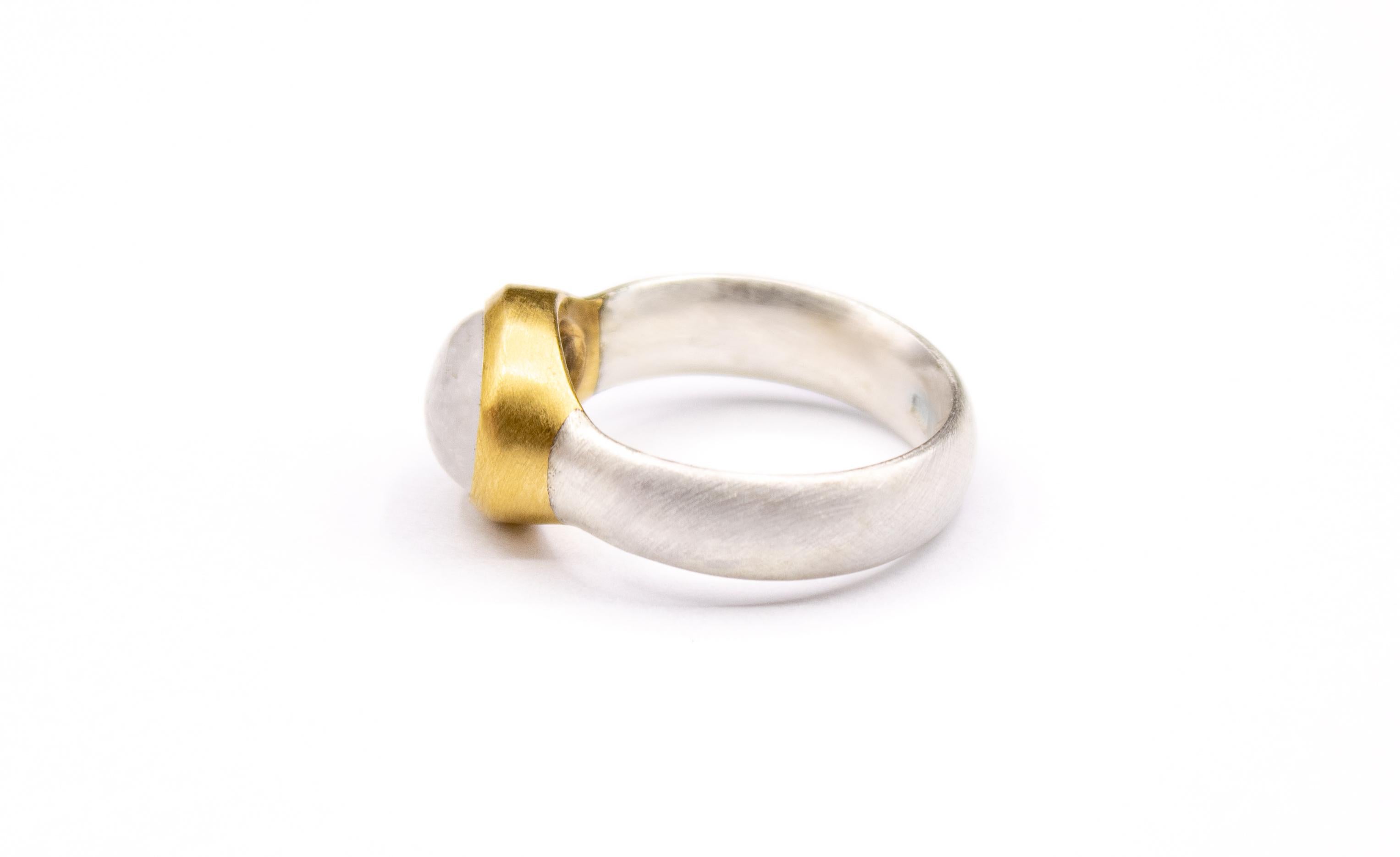 For Sale:  Monika Herré  Rainbow Moonstone Ring Sterling Silver Galvanic Gold Plating  2