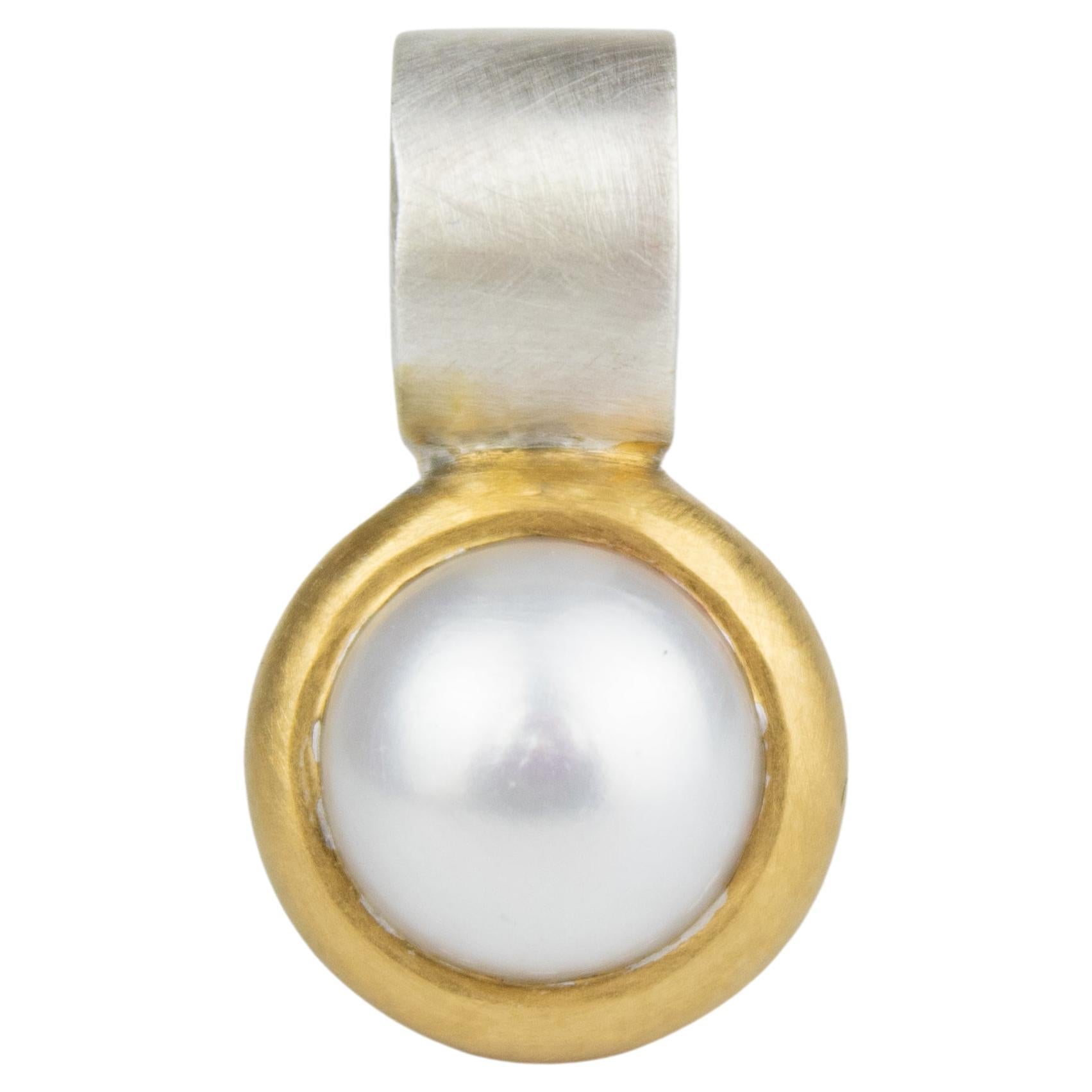 Monika Herré Classic Pearl Pendant Sterling silver Galvanic Gold Plating For Sale