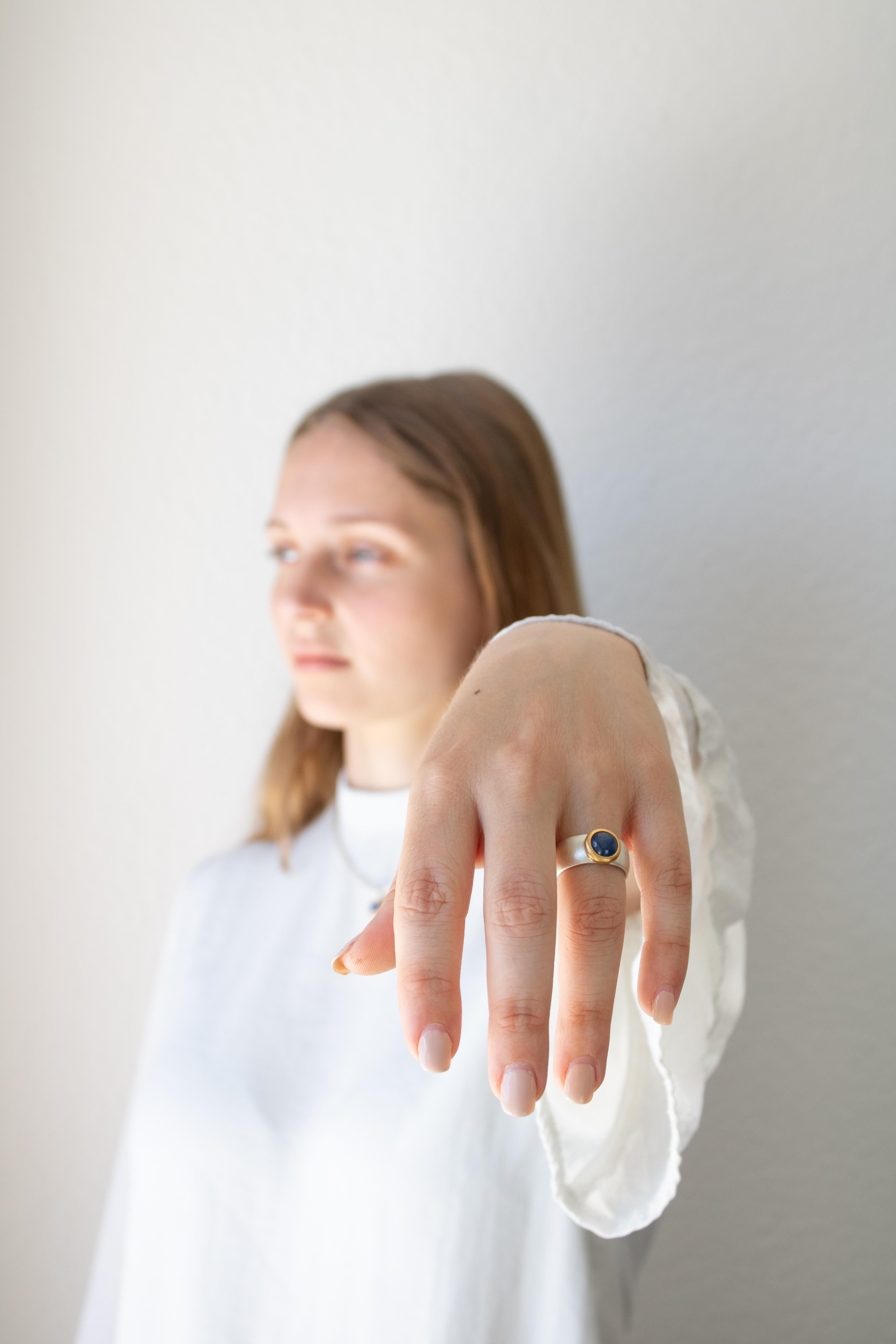 For Sale:  Monika Herré Blue Kyanite Ring Sterling Silver Galvanic Gold Plating  2