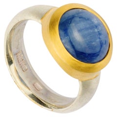 Monika Herre Blue Kyanite Ring Steling Silver Galvanic Gold Plating 