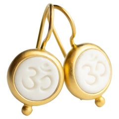 Monika Herré Porcelain Earrings OHM Symbol Sterling Silver gold-plated