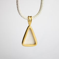 Monika Herré Porcelain Pendant Buddha Symbol Sterling Silver gold-plated