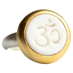 Monika Herré porcelain Ring OHM Symbol Large sterling-silver giold-plated