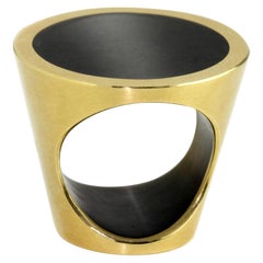 Monika Jakubec 18 Karat Yellow Gold Anthracite Resin Cone Ring