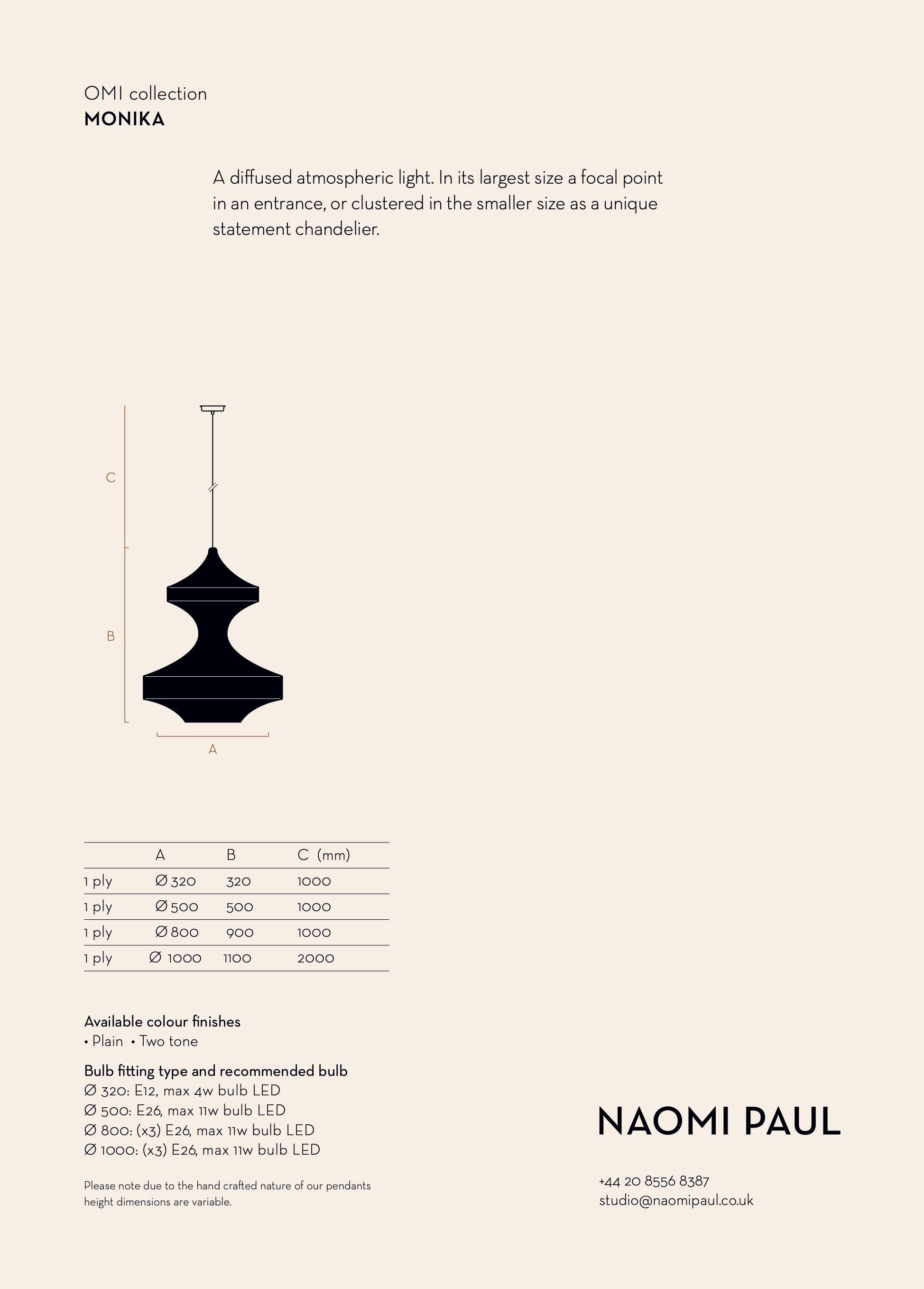 British MONIKA Pendant Light Ø50cm/19.7in, Hand Crocheted in 100% Egyptian Cotton