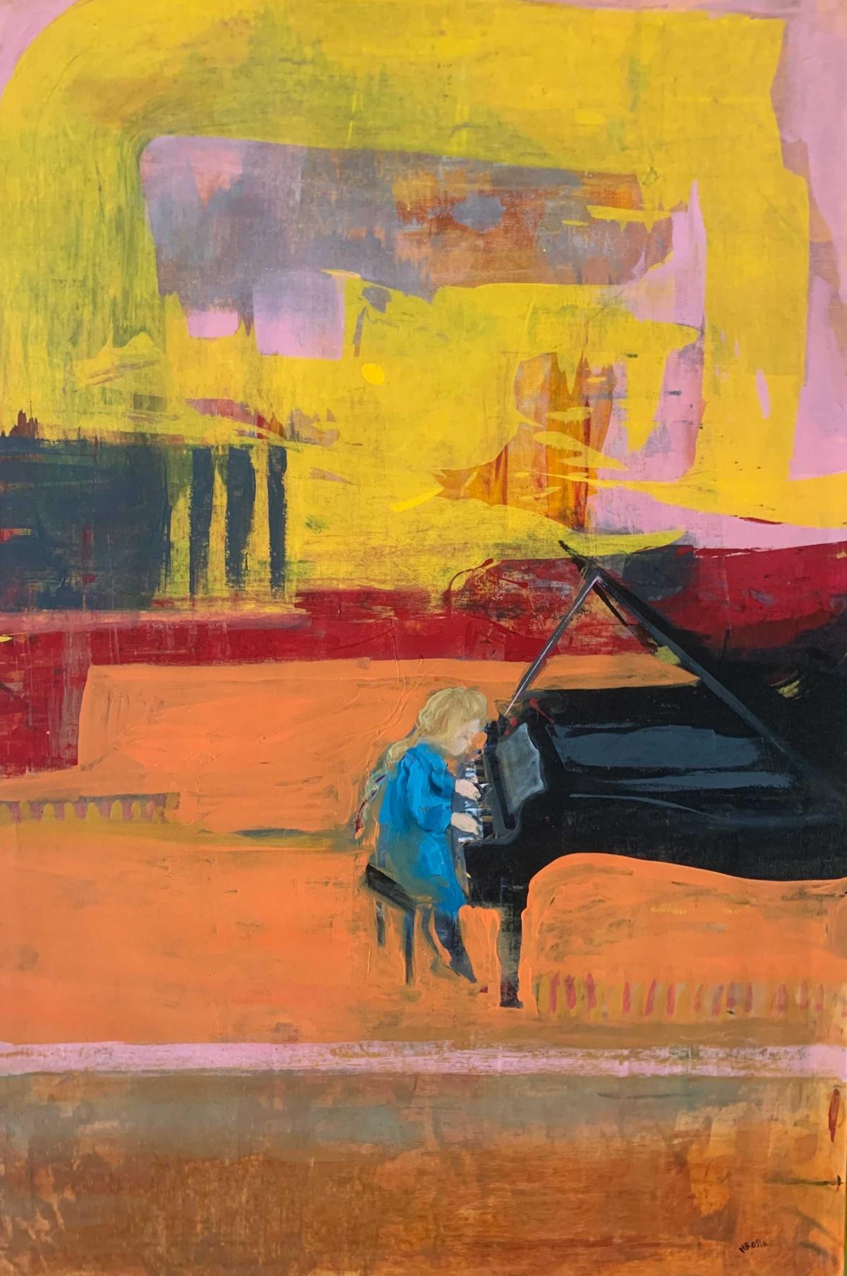 Monika Rossa Figurative Painting - A Concert - Contemporary Oil Painting, Colorful