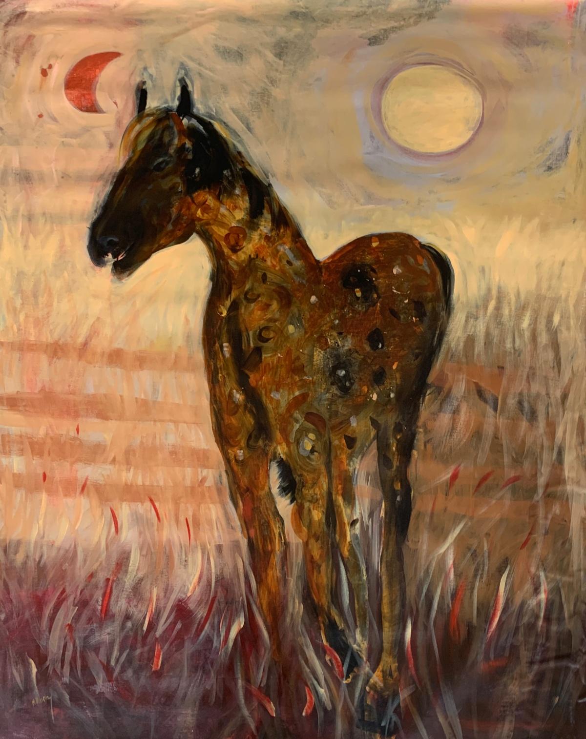 Monika Rossa Animal Painting - A Horse - Contemporary Oil Painting, Colorful