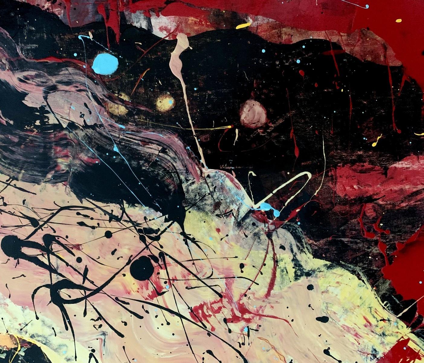 Abstraction - Peinture à l'huile abstraite contemporaine, colorée, dynamique - Painting de Monika Rossa
