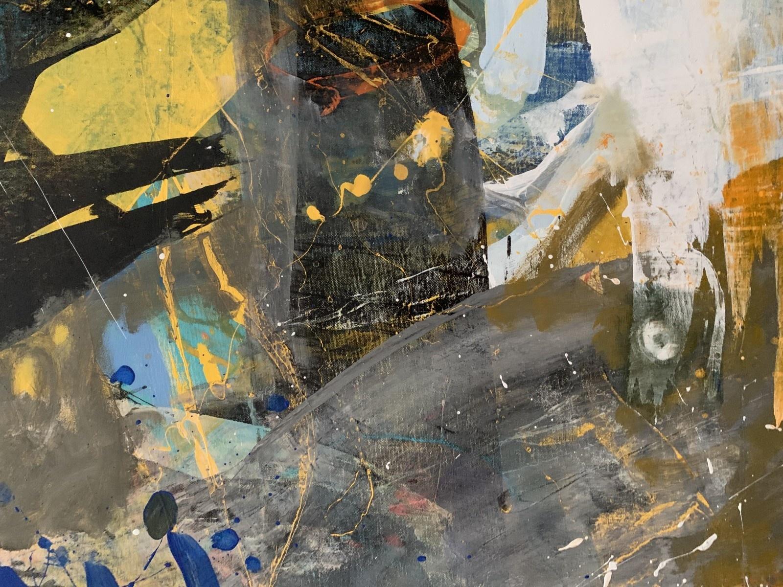 Abstraction - Peinture à l'huile abstraite contemporaine, colorée, dynamique - Painting de Monika Rossa