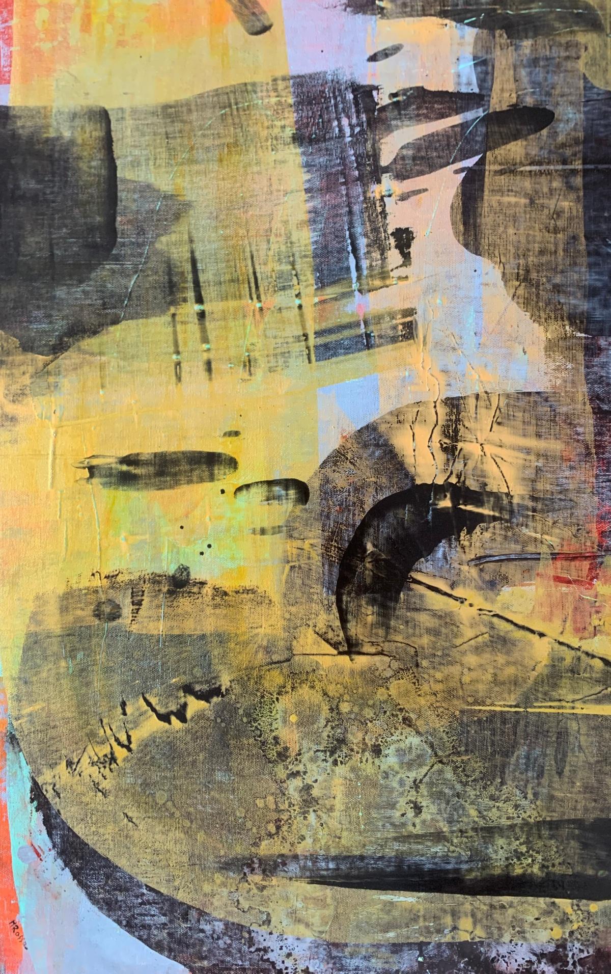 Abstraction - Contemporary Abstract Oil Painting, Colorful, Dynamic - Brown Abstract Painting by Monika Rossa