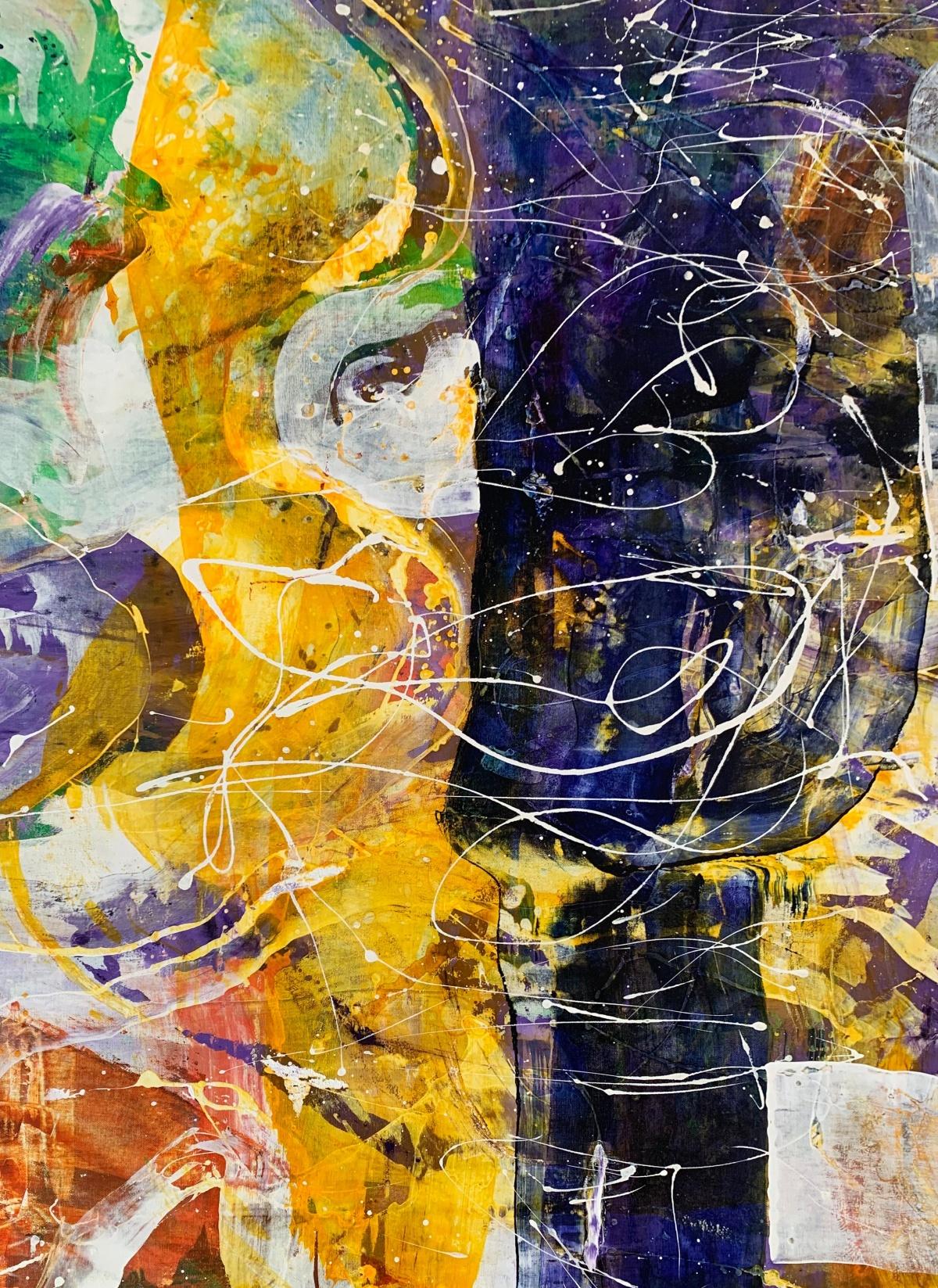 Abstrakte Abstraktion - Zeitgenössisches abstraktes Ölgemälde, farbenfrohes, dynamisches Gemälde – Painting von Monika Rossa