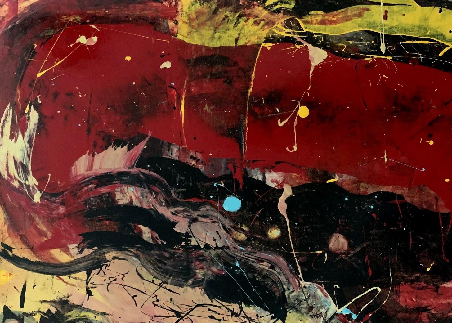 Abstraction - Peinture à l'huile abstraite contemporaine, colorée, dynamique - Contemporain Painting par Monika Rossa