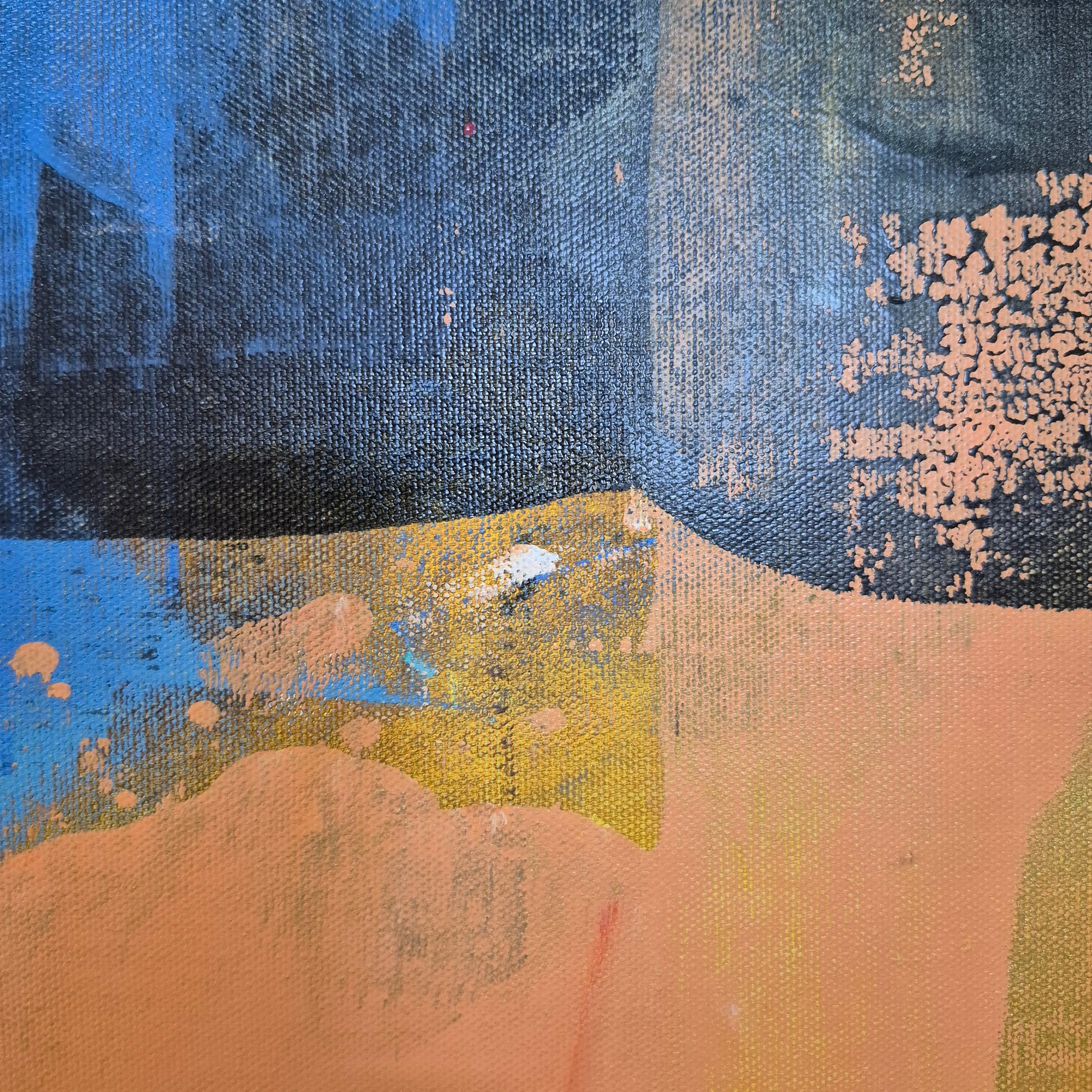 Abstracción - Pintura al óleo abstracta contemporánea, colorida, dinámica - Abstract Painting Azul de Monika Rossa