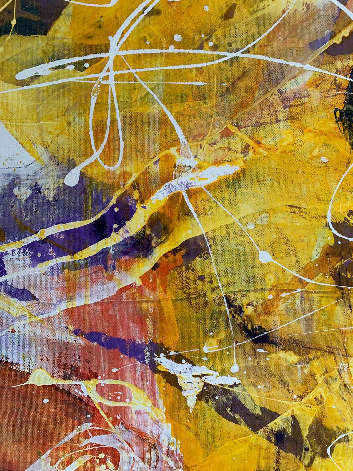 Abstrakte Abstraktion - Zeitgenössisches abstraktes Ölgemälde, farbenfrohes, dynamisches Gemälde im Angebot 2