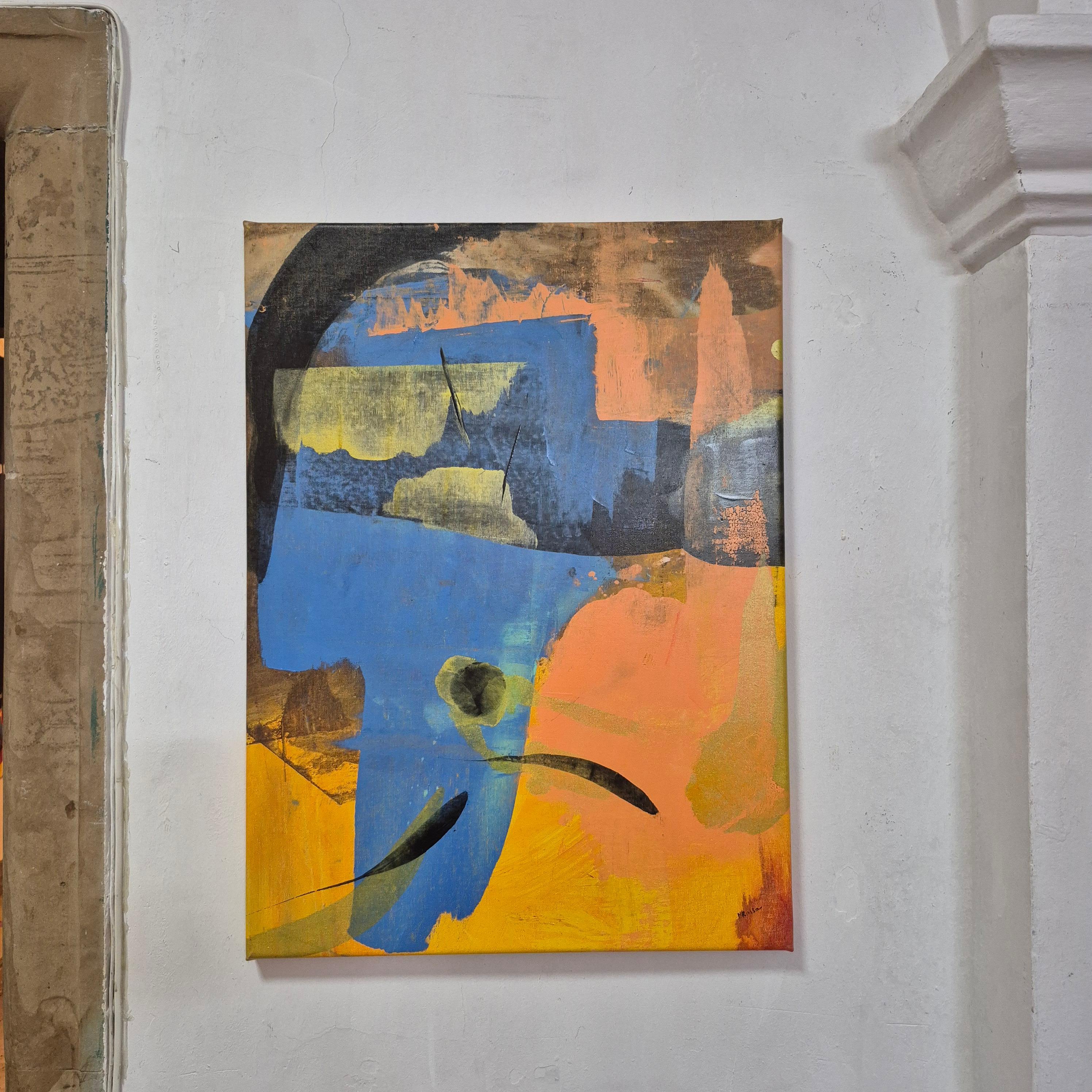 Abstracción - Pintura al óleo abstracta contemporánea, colorida, dinámica en venta 2