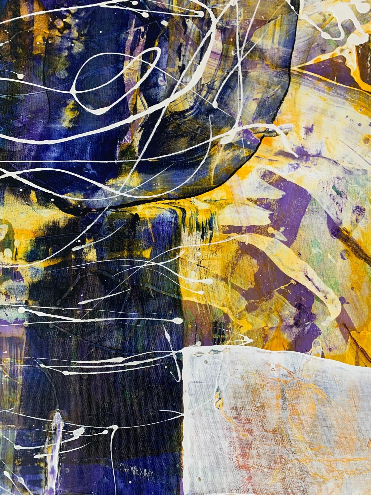 Abstrakte Abstraktion - Zeitgenössisches abstraktes Ölgemälde, farbenfrohes, dynamisches Gemälde im Angebot 3