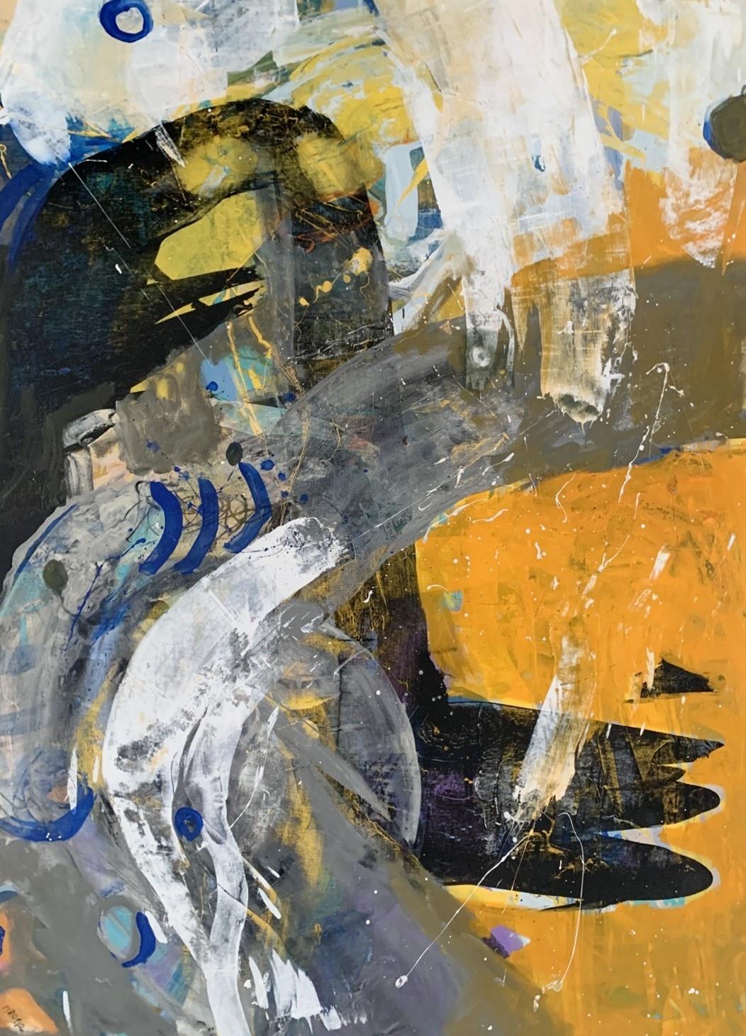 Figurative Painting Monika Rossa - Abstraction - Peinture à l'huile abstraite contemporaine, colorée, dynamique