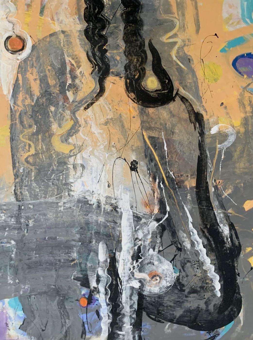 Astrazione - Pittura ad olio astratta contemporanea, colorata, dinamica