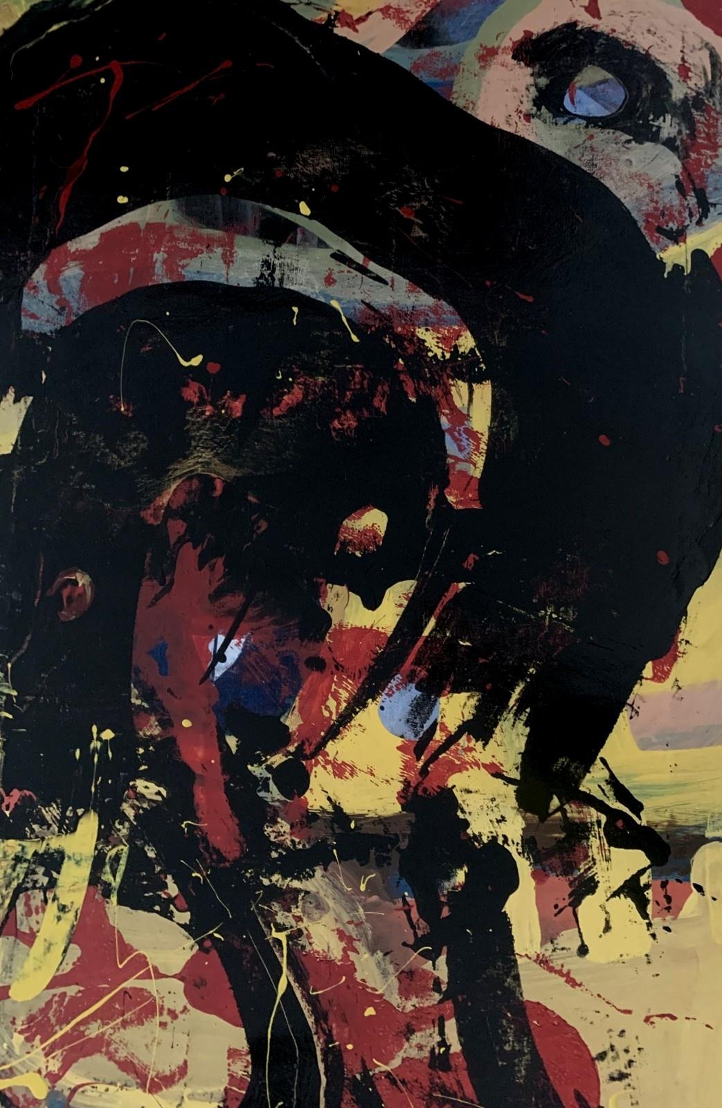 Abstraktion. Zeitgenössische abstrakte Ölgemälde, farbenfroh, dynamisch, polnische Kunst – Painting von Monika Rossa