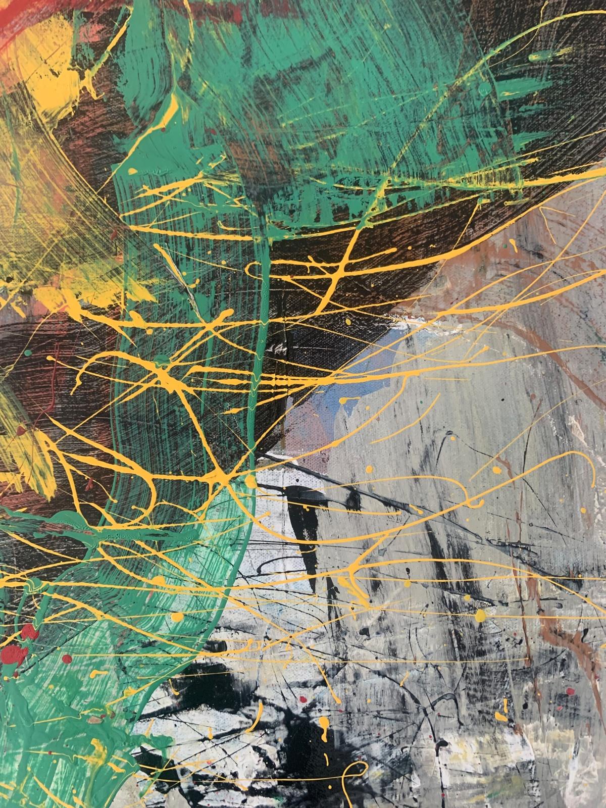 Abstracción. Pintura al óleo abstracta contemporánea, colorida, dinámica, arte polaco - Painting de Monika Rossa
