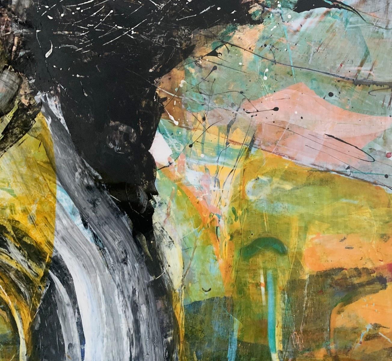Abstraction. Contemporary Abstract Oil Painting, Colorful, Dynamic, Polish art - Gray Abstract Painting by Monika Rossa