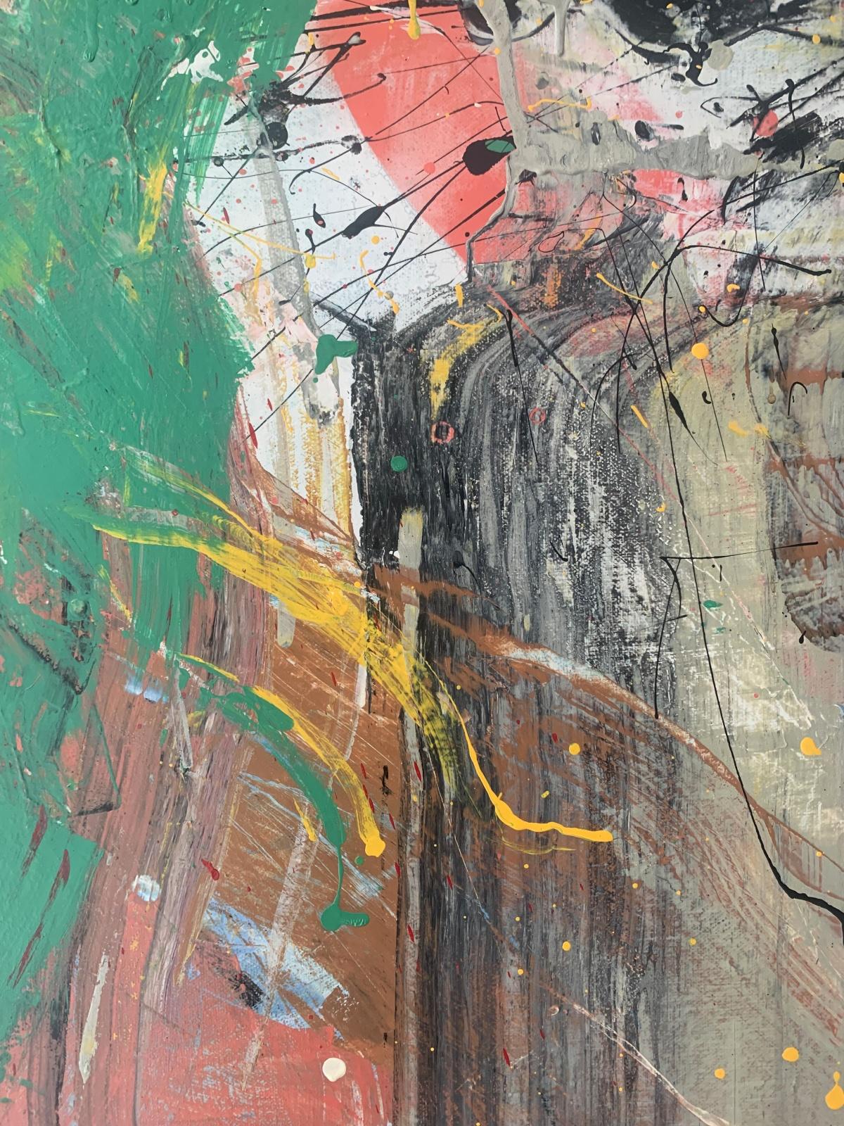 Abstracción. Pintura al óleo abstracta contemporánea, colorida, dinámica, arte polaco - Painting Contemporáneo de Monika Rossa