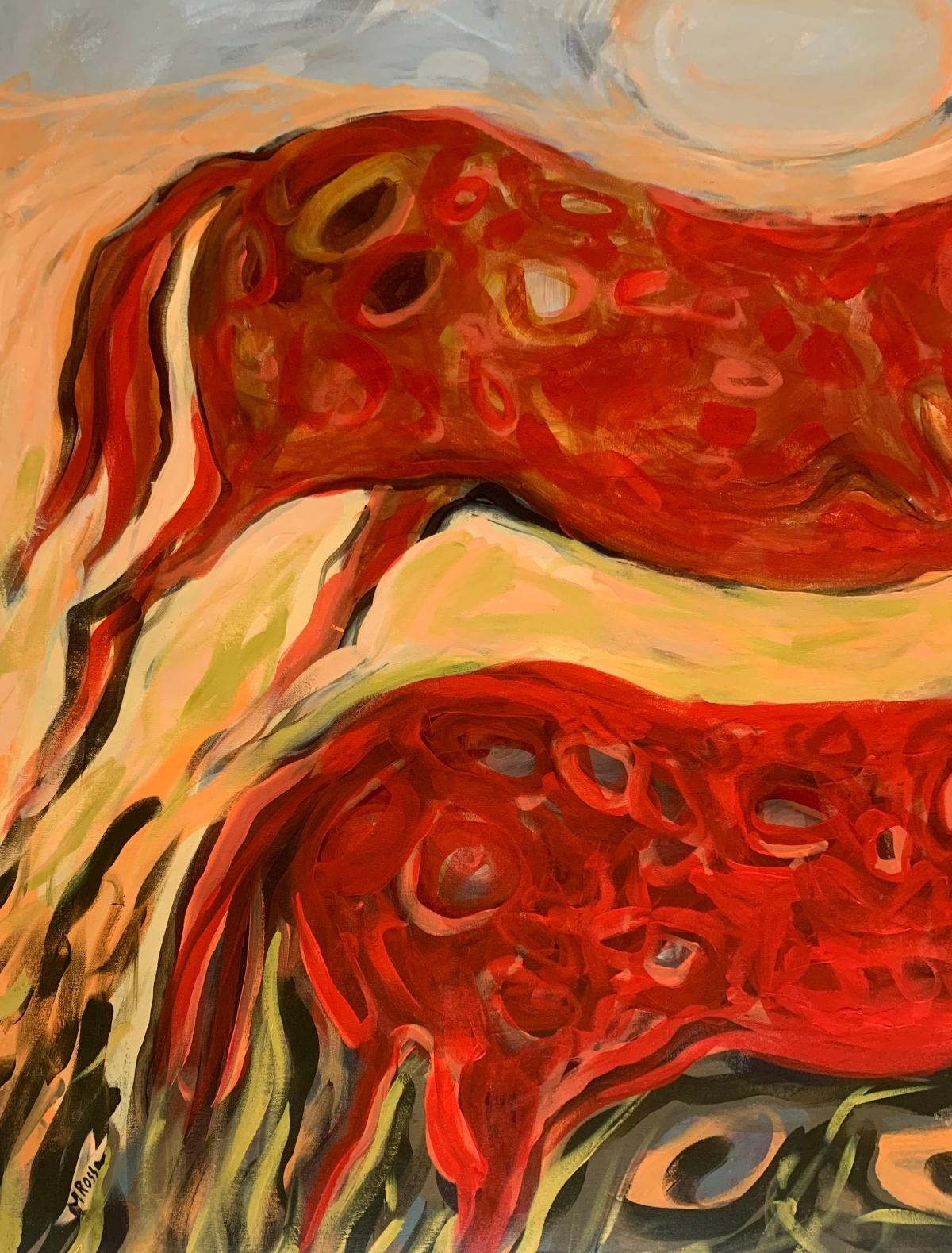 Abstracción. Pintura al óleo abstracta contemporánea, colorida, dinámica, arte polaco - Painting Contemporáneo de Monika Rossa