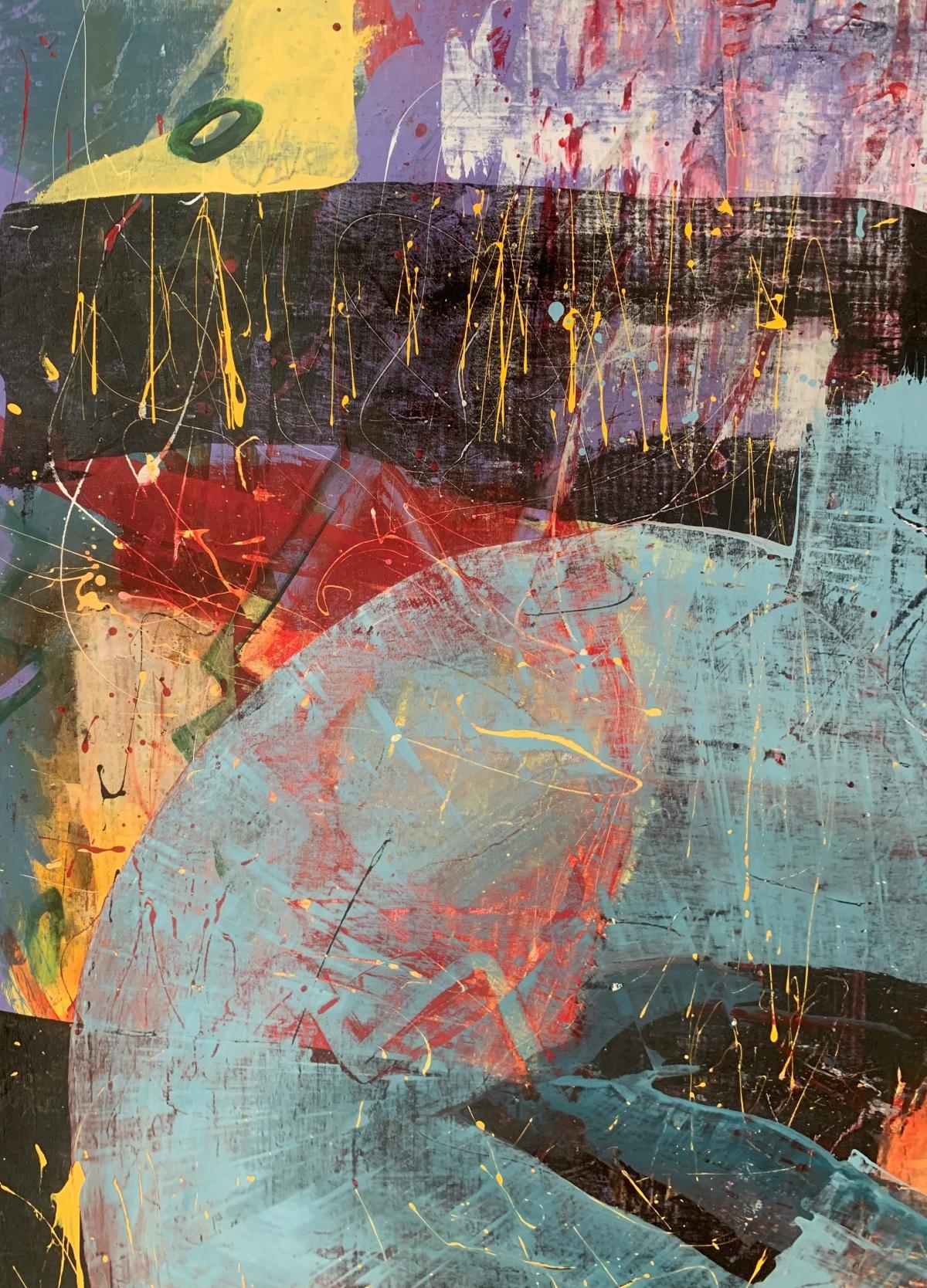 Abstraktion. Zeitgenössische abstrakte Ölgemälde, farbenfroh, dynamisch, polnische Kunst im Angebot 1