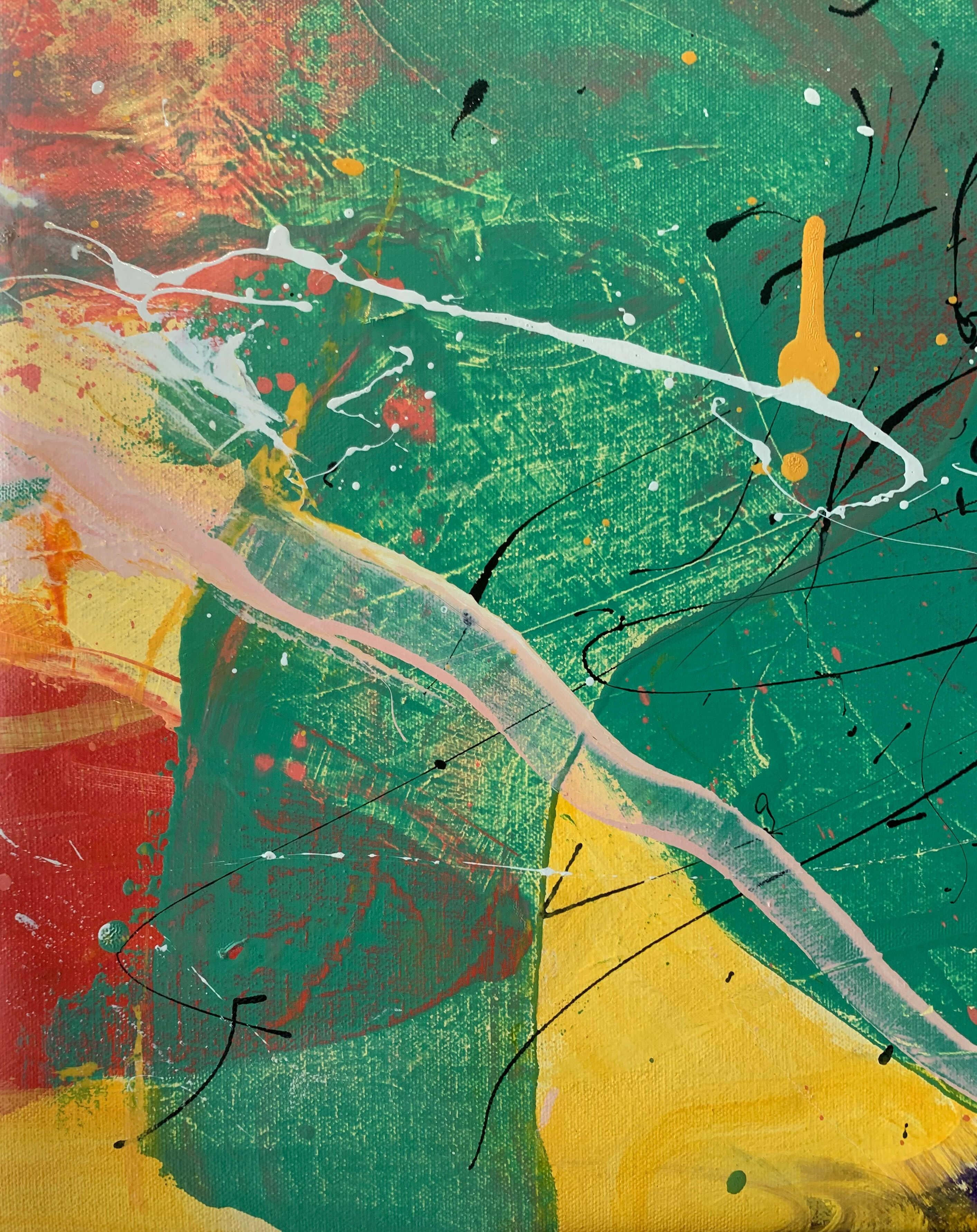 Abstracción. Pintura al óleo abstracta contemporánea, colorida, dinámica, arte polaco en venta 1
