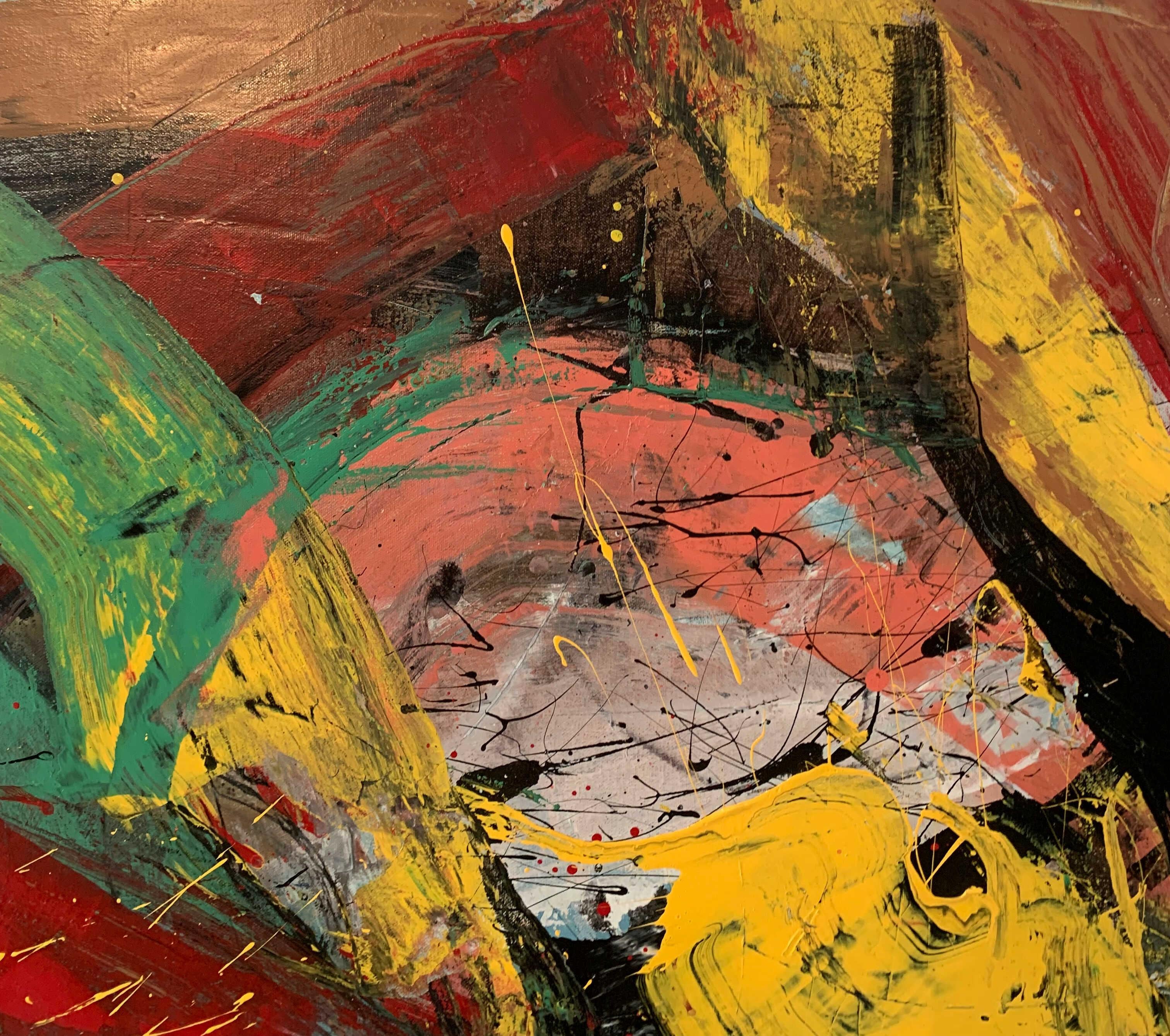 Abstracción. Pintura al óleo abstracta contemporánea, colorida, dinámica, arte polaco en venta 2