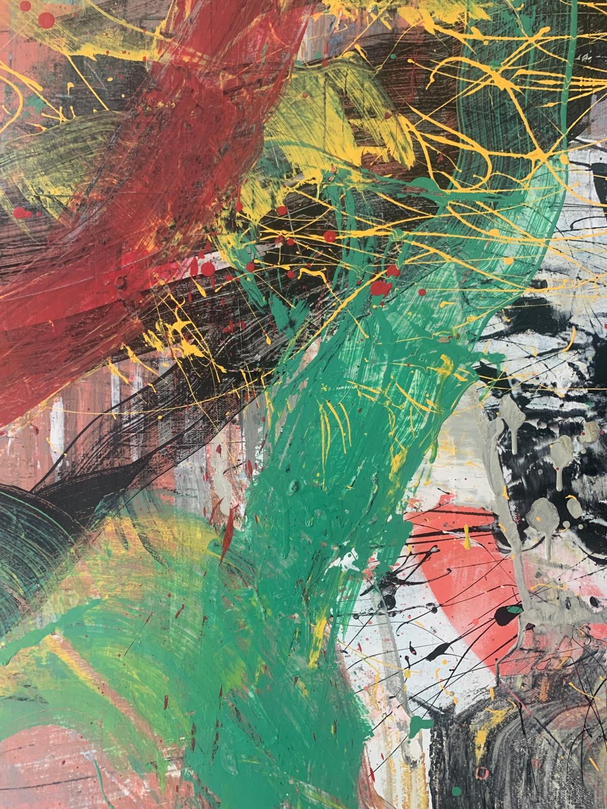 Abstracción. Pintura al óleo abstracta contemporánea, colorida, dinámica, arte polaco en venta 2