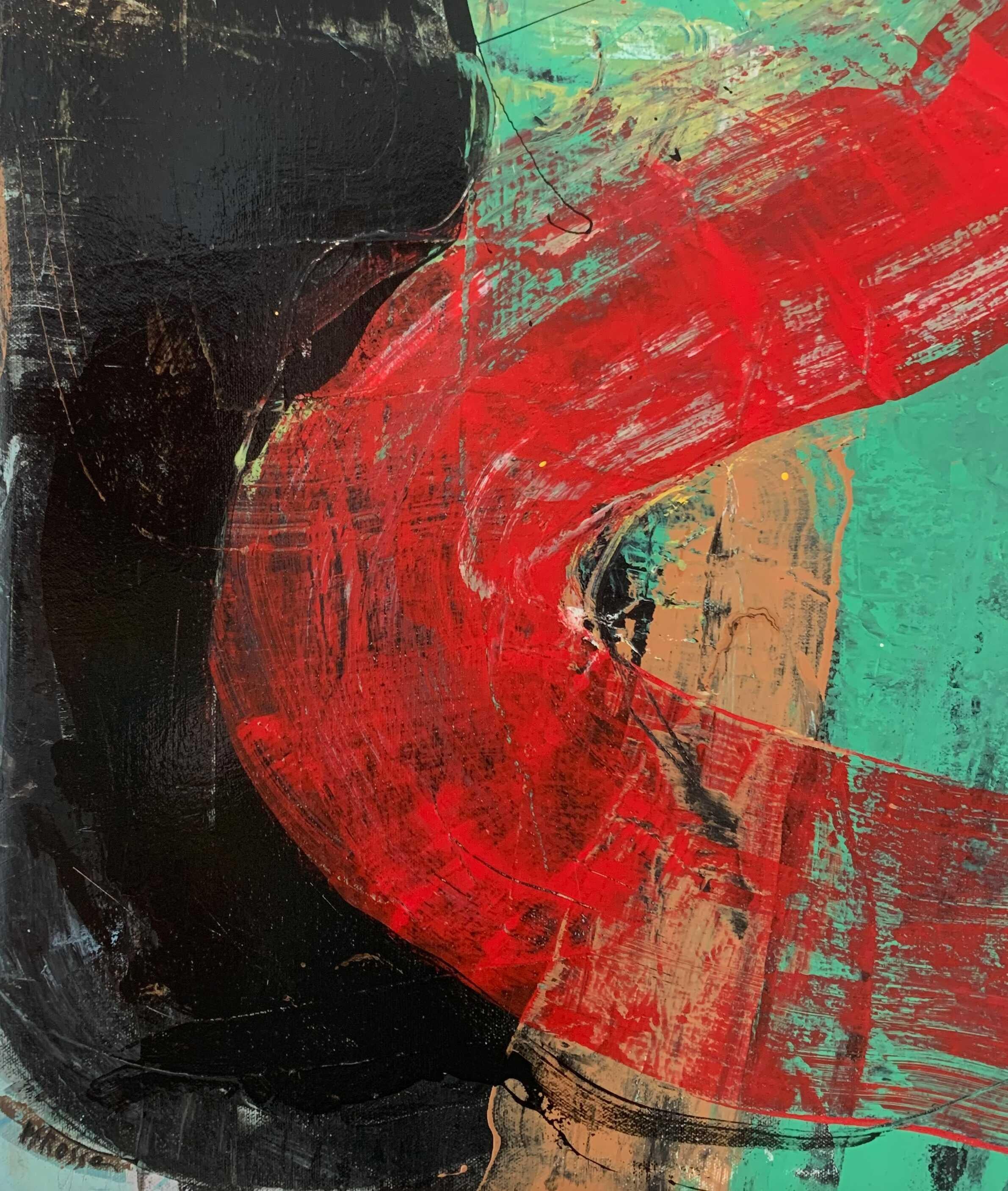 Abstracción. Pintura al óleo abstracta contemporánea, colorida, dinámica, arte polaco en venta 4
