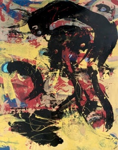 Abstraction. Peinture à l'huile abstraite contemporaine, colorée, dynamique, art polonais