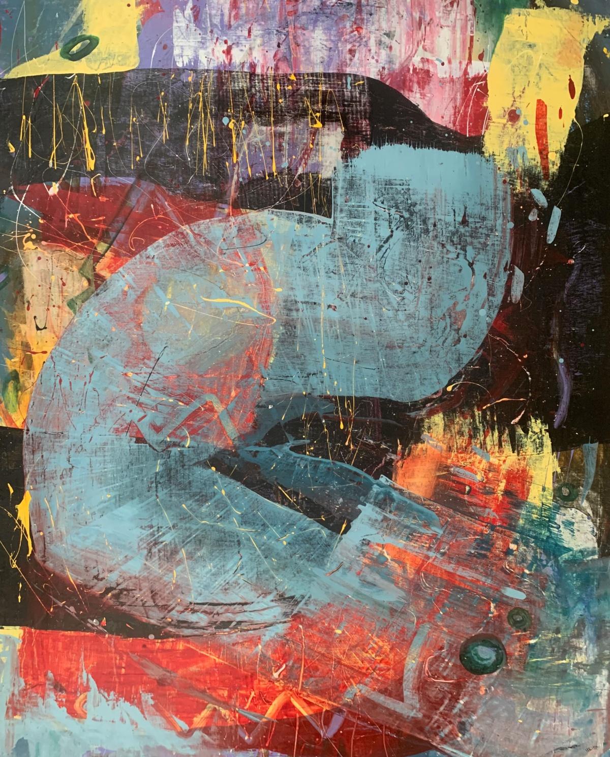 Monika Rossa Abstract Painting – Abstraktion. Zeitgenössische abstrakte Ölgemälde, farbenfroh, dynamisch, polnische Kunst