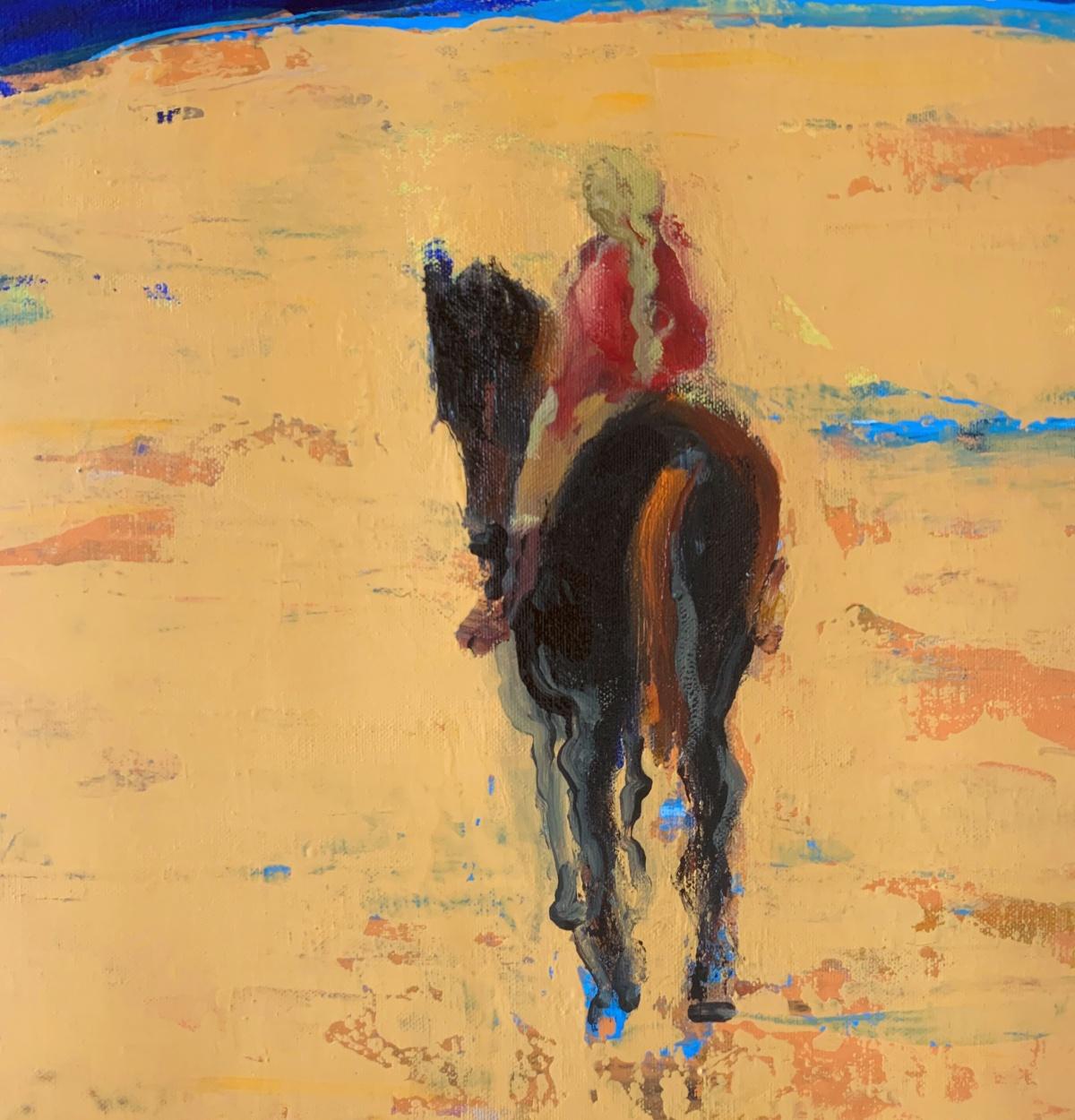 Beach - Peinture à l'huile contemporaine, colorée, figurative, artiste polonais - Painting de Monika Rossa