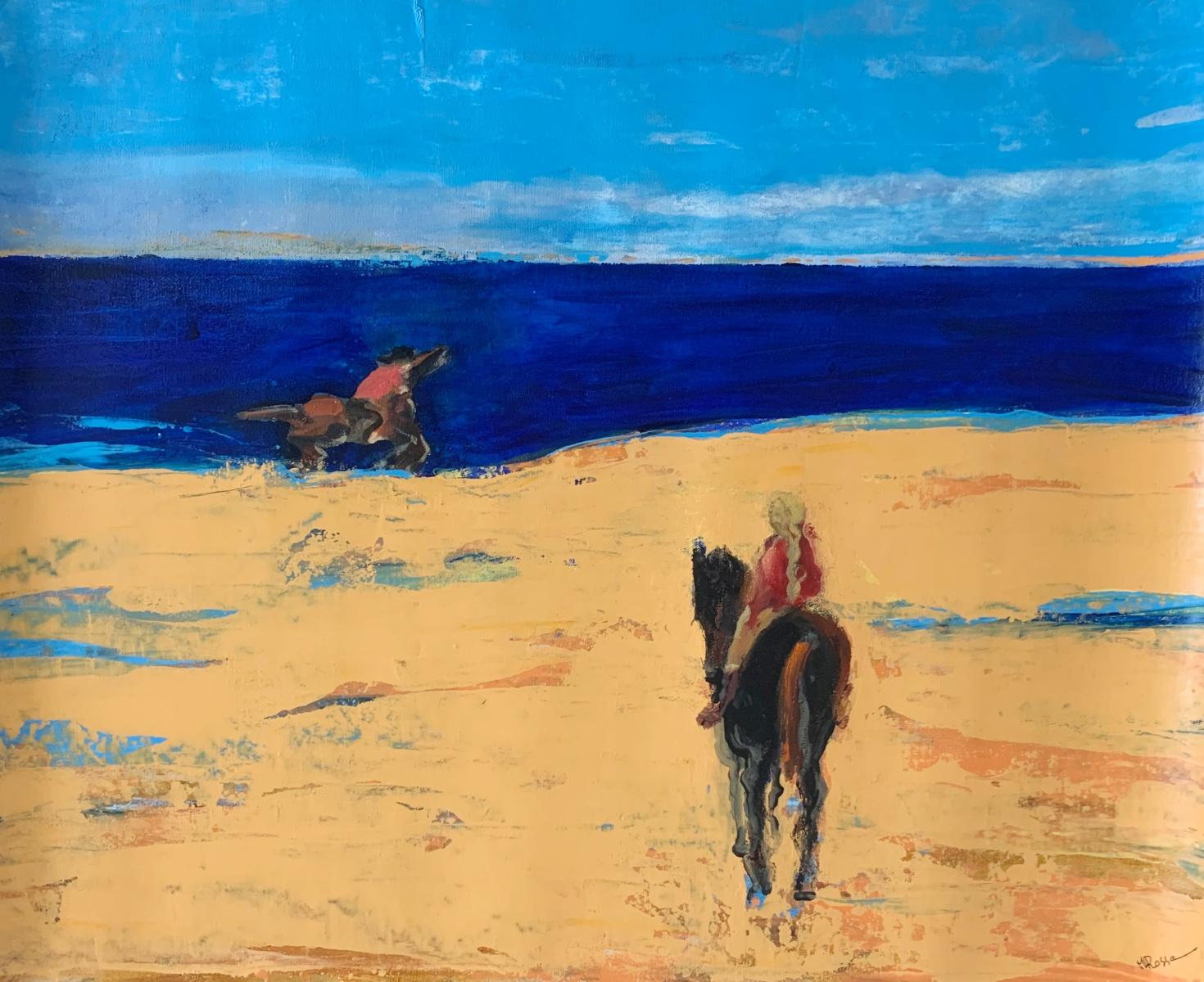 Beach - Peinture à l'huile contemporaine, colorée, figurative, artiste polonais