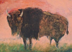 Bison – zeitgenössisches Ölgemälde, farbenfroh