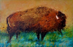 Bison – zeitgenössisches Ölgemälde, farbenfroh