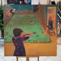 Concert - Peinture à l'huile figurative contemporaine du XXIe siècle, couleurs vives, musique