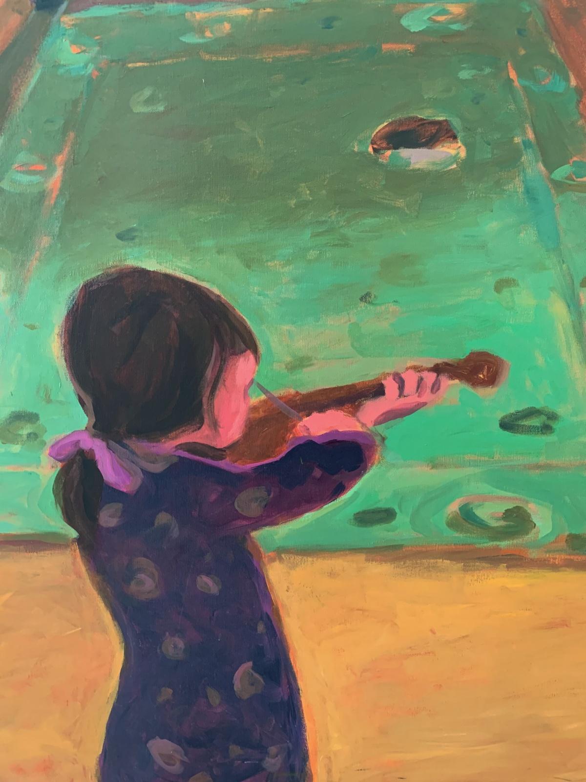 Concert - Peinture à l'huile figurative contemporaine du XXIe siècle, couleurs vives, musique - Contemporain Painting par Monika Rossa