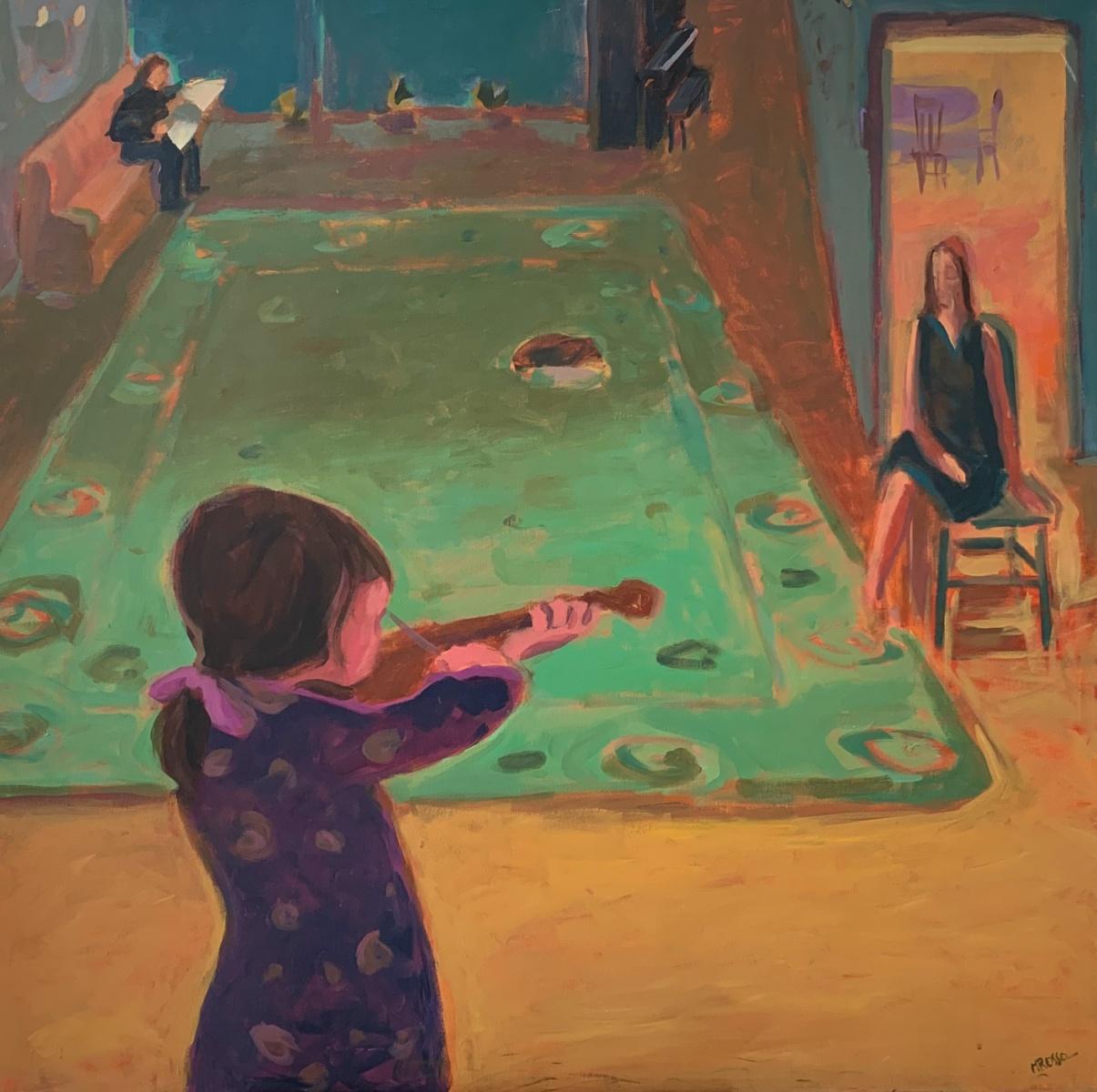Figurative Painting Monika Rossa - Concert - Peinture à l'huile figurative contemporaine du XXIe siècle, couleurs vives, musique