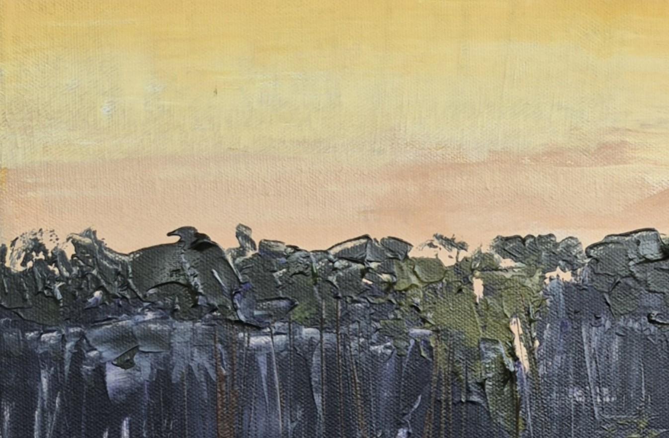 Abendwald - Zeitgenössische Ölgemälde, Farbenfroh, Landschaft, Polnischer Künstler im Angebot 2