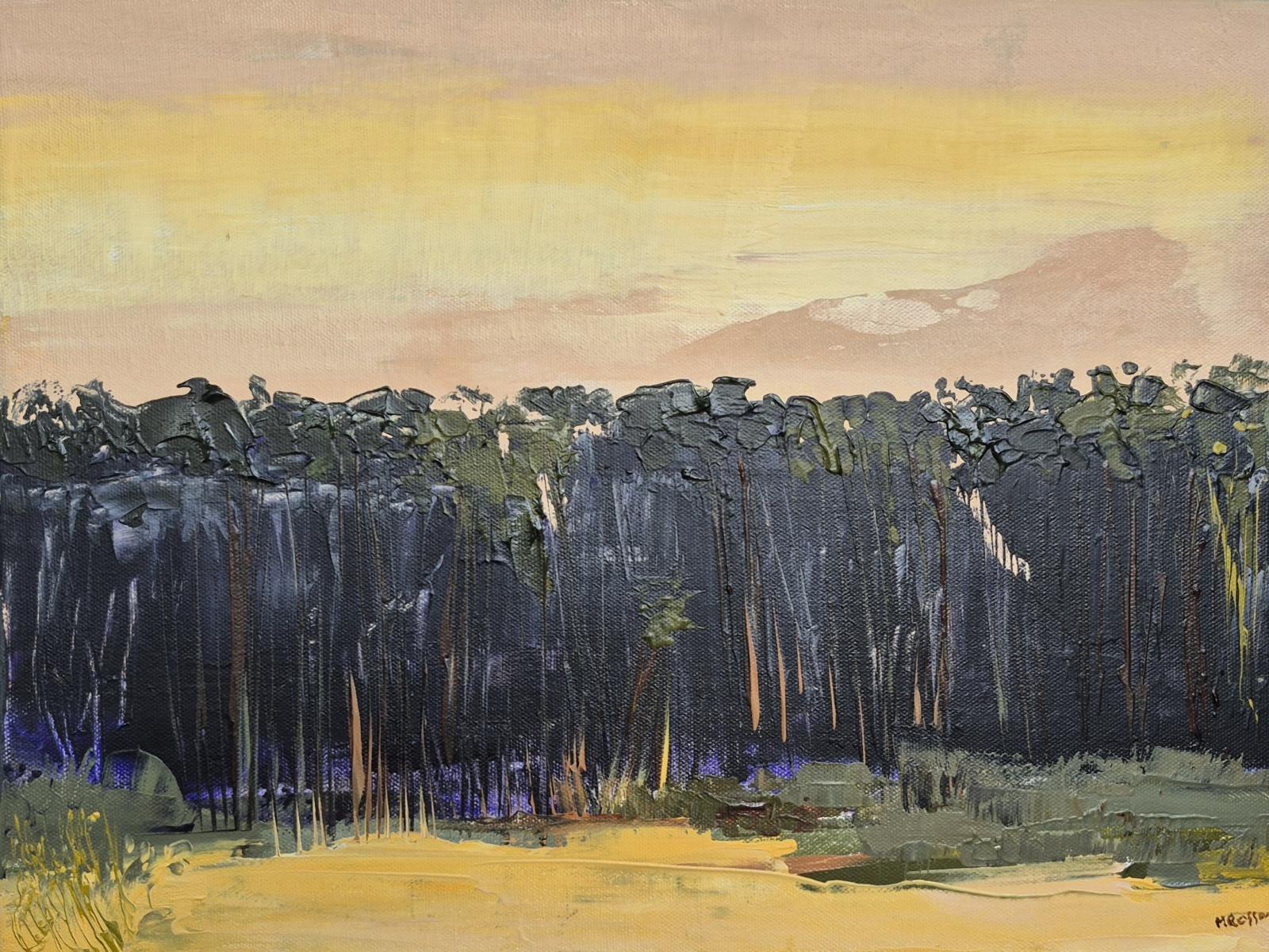 Evening forest - Contemporary Oil Painting, Colorful, Landscape, Polish artist